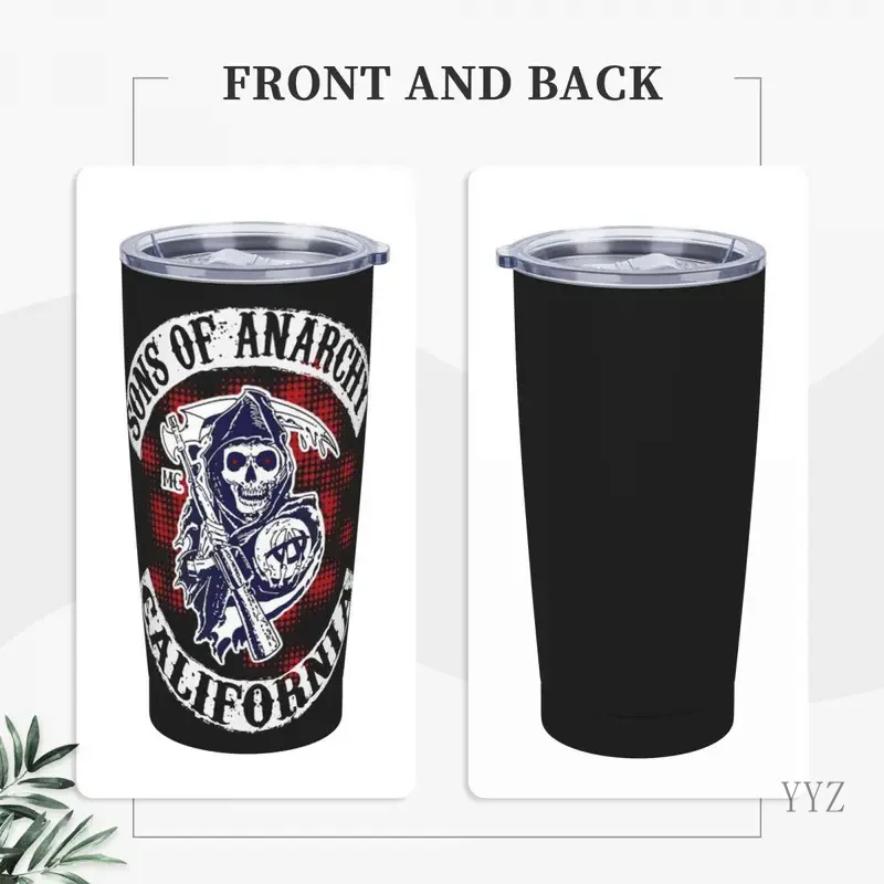 Sons Of Anarchy Tumbler the Death Vacuum Insulated Travel Coffee Mug with Lid and Straw Stainless Steel Double Wall Mugs 20 Oz