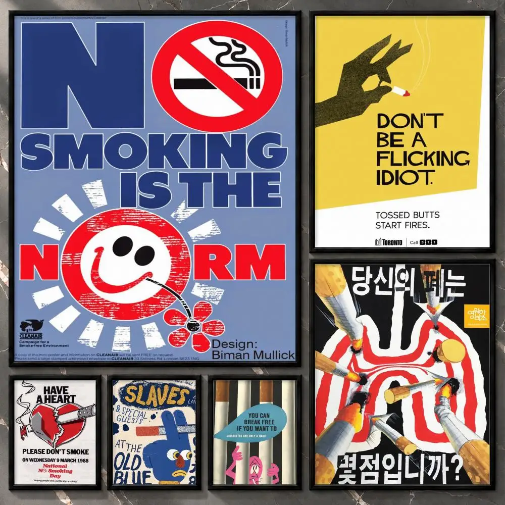 No Smoking Sign Retro Safety Alert Minimal Graphic Poster Poster Aesthetic Unframed Wall Prints for Bedroom & Living Room