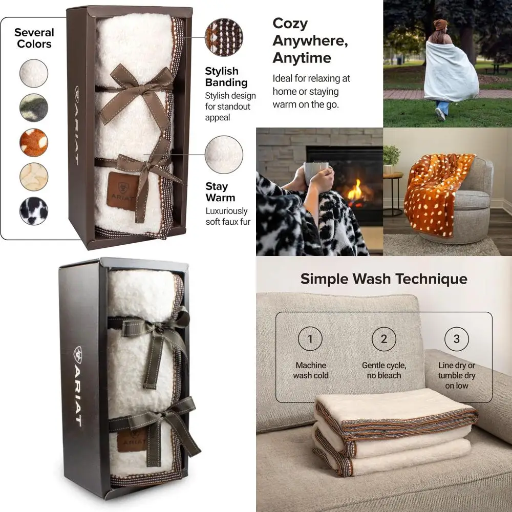 

Легкое, уютное и пушистое одеяло-плед 50x60 дюймов, мягкое и теплое, в элегантной подарочной коробке