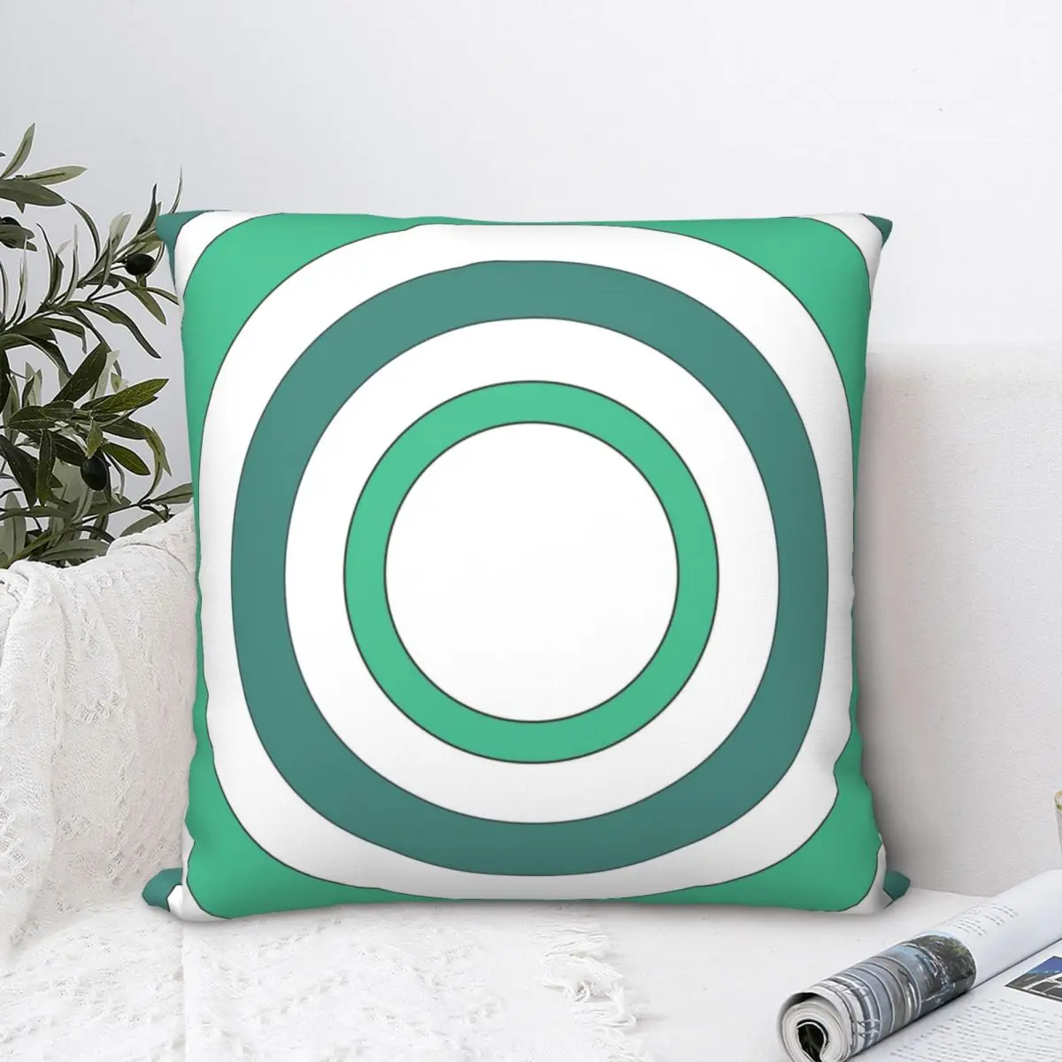 

Mint Green White Mandala Design Square Pillowcase Polyester Pillow Cover Velvet Cushion Zip Decorative Comfort Throw Pillow Home