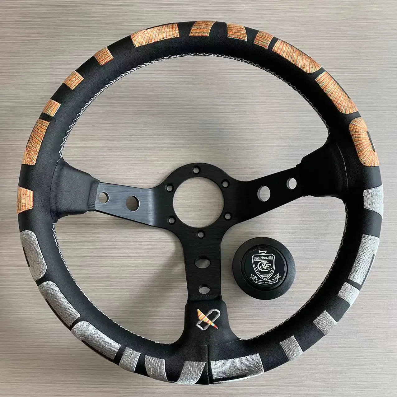 tiypeor JDM Vertex 1996 Chroma Embroidery Leather Universal Sports New Color Scheme 13inch Steering Wheel