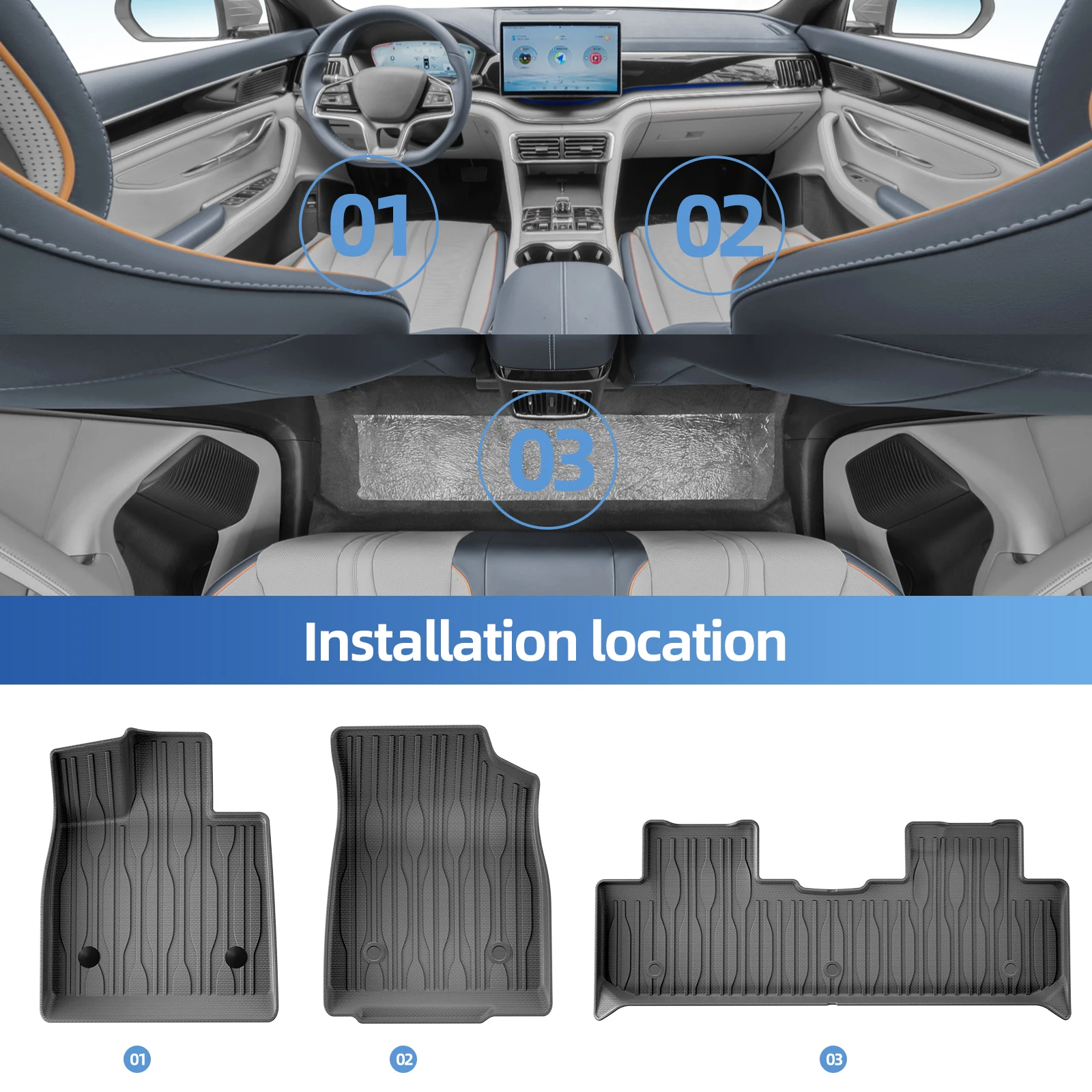 Für BYD Song Plus EV/DMI Seal U EV (Nicht passend für Seal U DMI) 2021-2026 Auto-Fußmatten Kofferraummatte TPE 3D Fußmatte Zubehör Schwarz