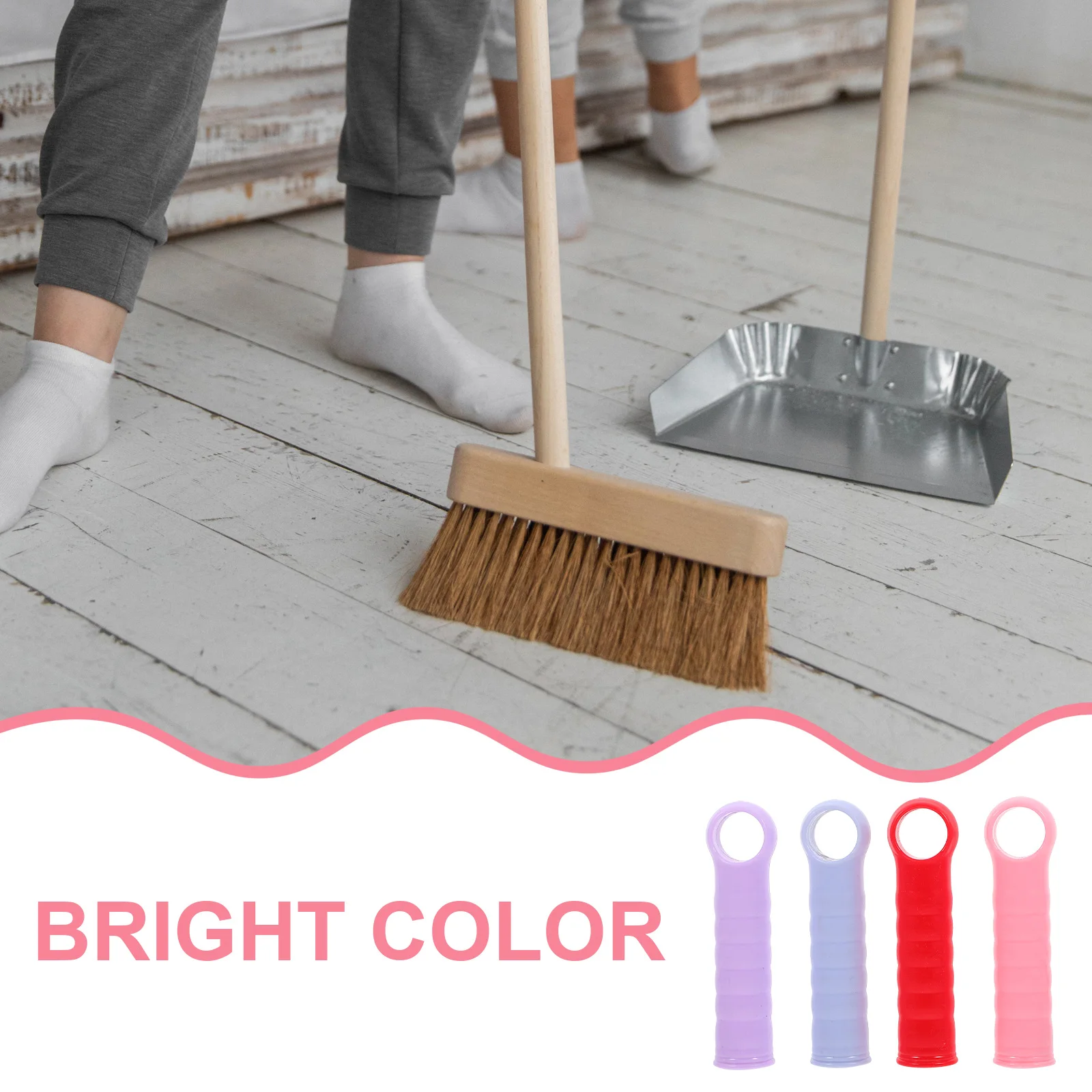 

4pcs Handle Mop Gripper Mop End Cap Ergonomic Grip Dustpan Replacement Sweeping Dustpan Handle Grip Tool Hardware