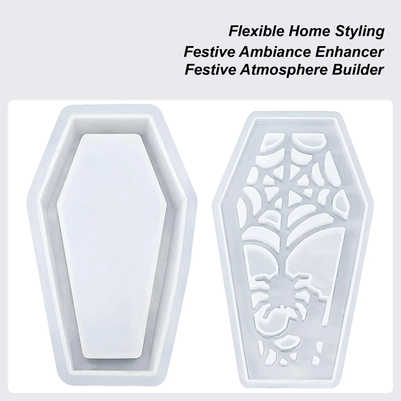 Coffin Silicone Mold Spooky Lamp Shade Mold for Resin Halloween Casting Lampshade Handcraft for Dining Table Bathroom Study
