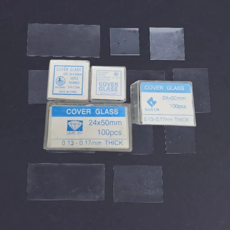100Pcs Microscope DIY Accessories Transparent Slides Coverslips Coverslides Cover Glass 18x18 20x20 22x22 24x24 24x32 24x50mm