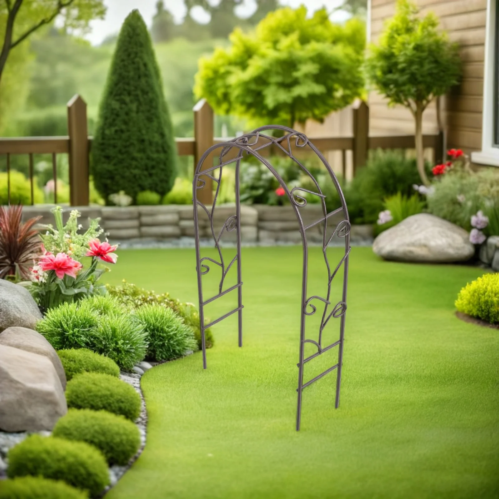 

4pcs Miniature Iron Archway For Dollhouse Garden Decoration Micro Landscape Ornament Mini Arch Prop Outdoor Flowerpot Decor