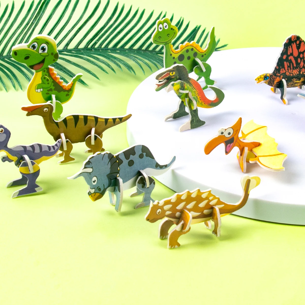 10PCS/Set Kids Three-dimensional Puzzles 3D Paper Puzzle Cute Cartoon Dinosaur Toy Birthday Party Favors Accessories Gifts