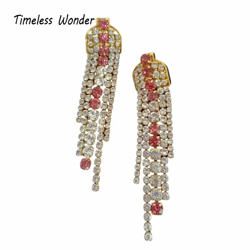 

Timeless Wonder Fancy Zircon Geo Tassel Stud Earrings for Women Designer Jewelry Sweet Trendy Rare Top Gift Cute 2612