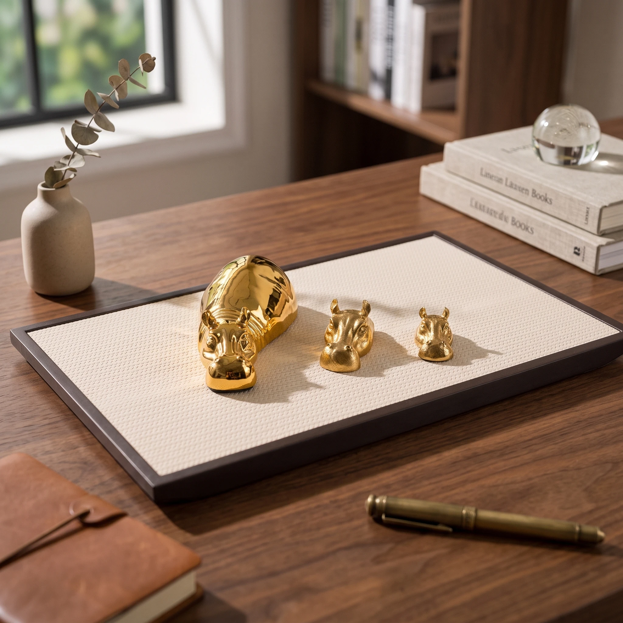 3-pieces-hippo-figurine-gold-hippo-ornament-statue-artistic-decor-compact-for-tabletop-living-room