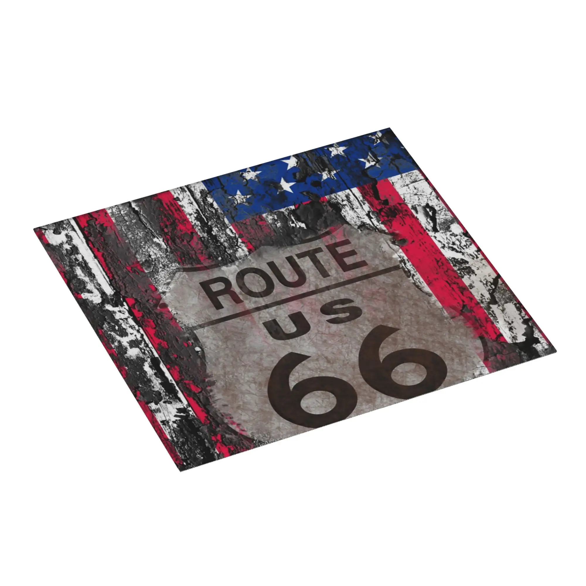 Vintage USA Flag Drying Mat For Kitchen Waterproof Non‑Slip Oil Proof Reusable US Route 66 Bathroom Countertop Protector Mat