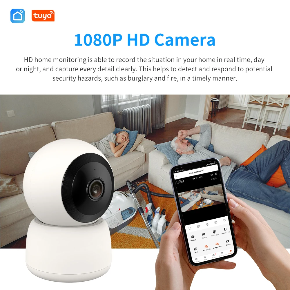 Kamera IP nirkabel WiFi 1080P, kamera pengawas Monitor bayi pelacakan otomatis, penyimpanan Cloud Wi-fi PTZ kamera IP P2P