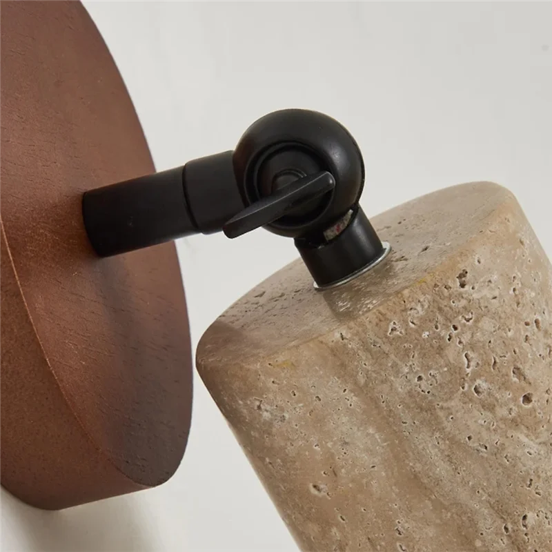 

ABVT-Yellow Travertine Walnut Color Rotatable Wall Lamp Modern And Simple Living Room Corridor Entrance Sconce Light