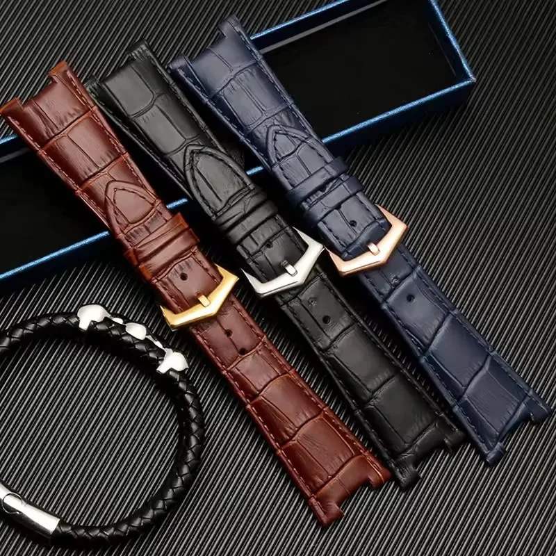 Watchband For Patek Philippe Nautilus Series 5711 5712 5980 Genuine Leather Cowhide Waterproof Watch Strap with Steel Joint 25mm