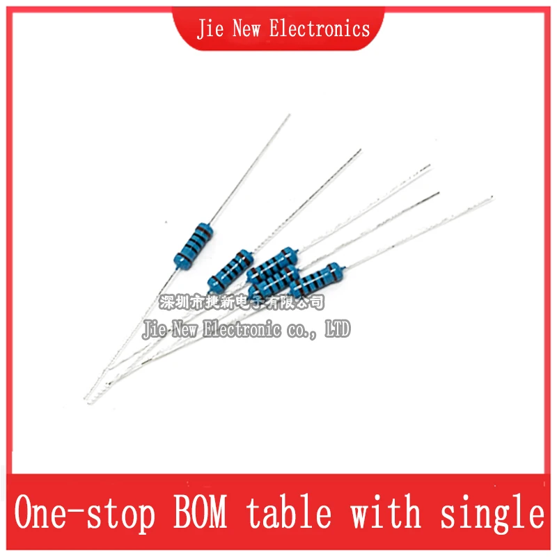 100PCS 1/2W 1R-10M 1%  Metal film resistor 10R 22R 100R 1K 4.7K 10K 22K 47K 100K 680K 1M 330 470 1K8 9.1K 510 ohm resistance