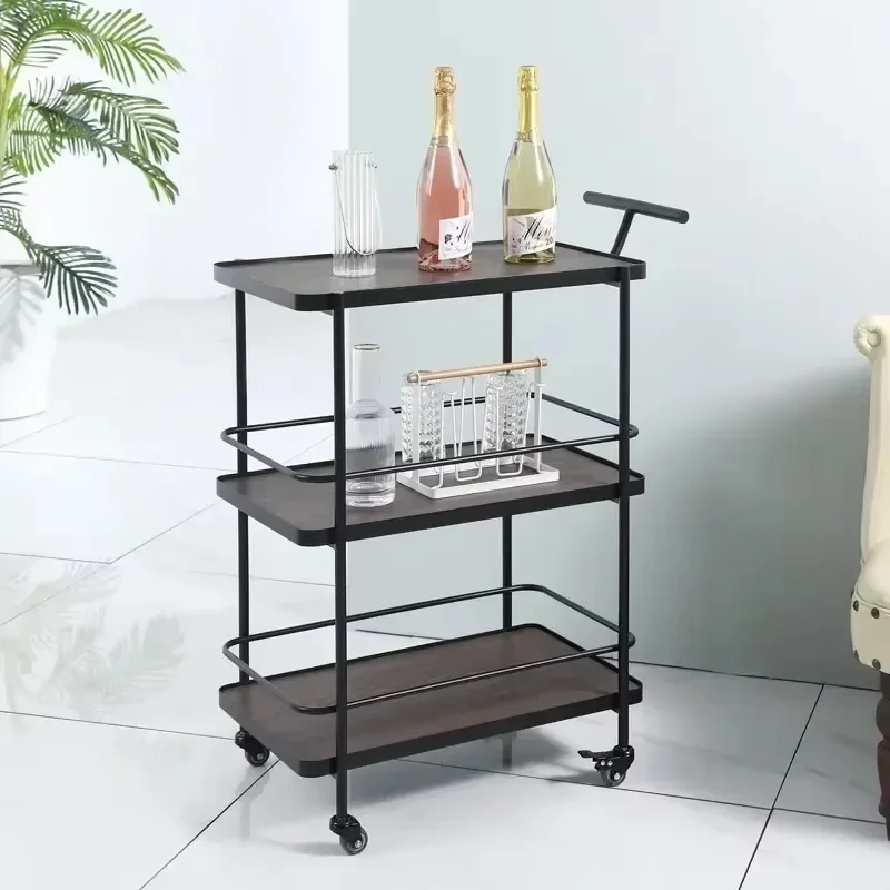 Modern Mobile Food Cart Wine Internet Celebrity Trolley Family Tea Cart Light Luxury Restaurant Food Delivery Cart