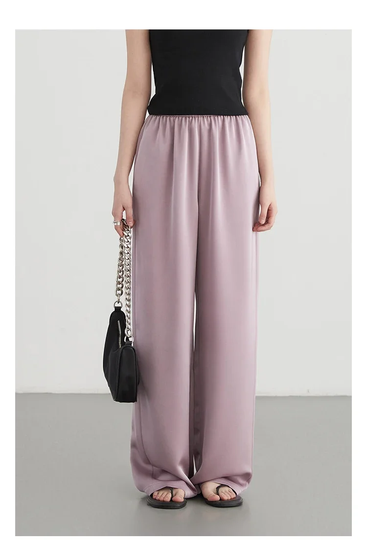 CHIC VEN Women Pants Solid New Elastic High Waisted Casual Wide Leg Pant Female Trousers Office Lady Clothing Summer 2024