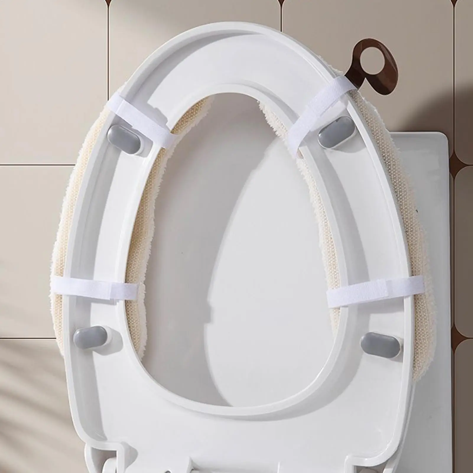 1 Para Miękkich, Ciepłych, Zmywalnych Nakładek na Sedes z Klejem, Pluszowe Podkładki Ocieplające na Sedes do Łazienki na Zimę, na Zimną Pogodę, do Domu, Kampera