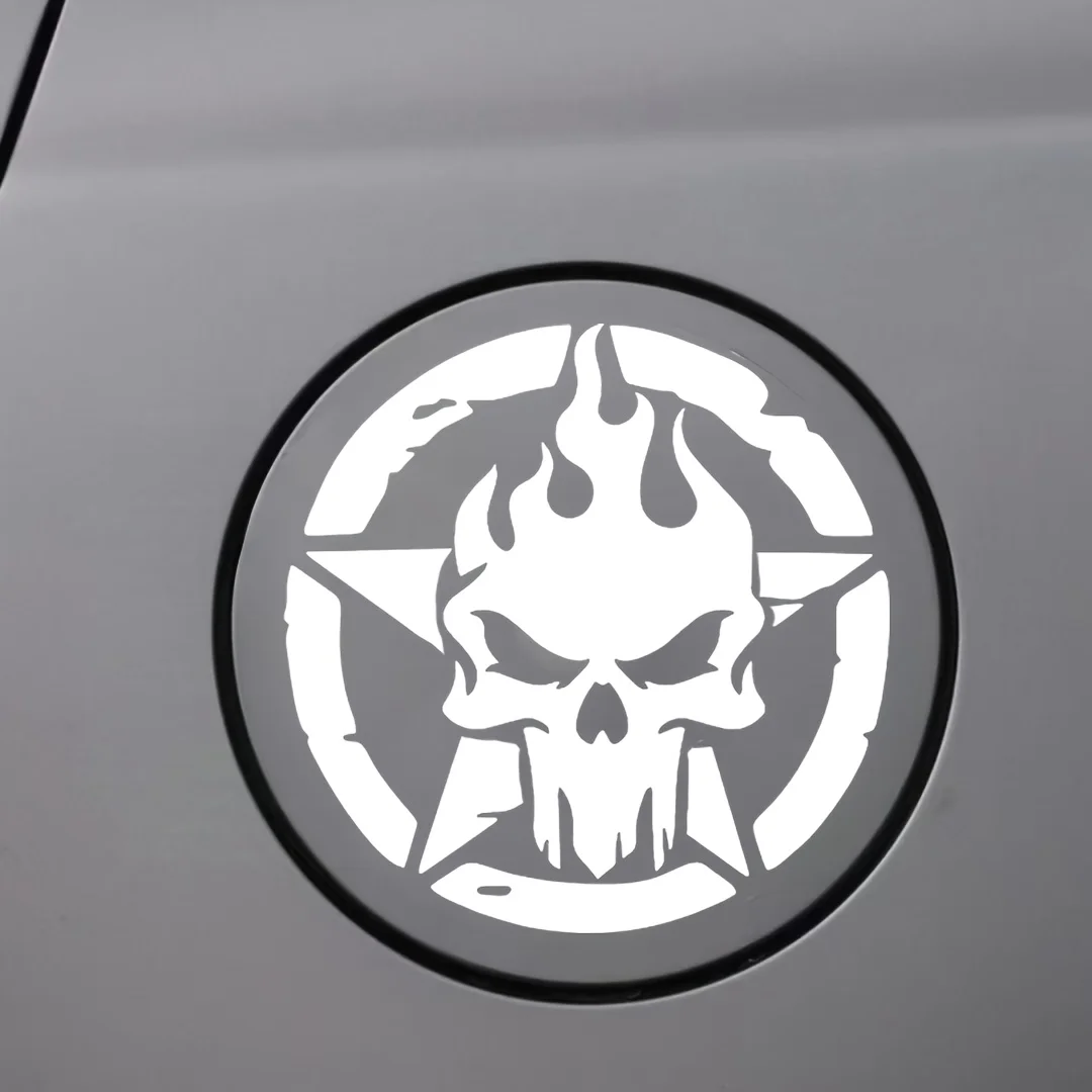 1 قطعة أسود أبيض الجمجمة لهب ستار نمط سيارة ملصق مائي الزخرفية لملحقات الكمبيوتر المحمول السيارة
