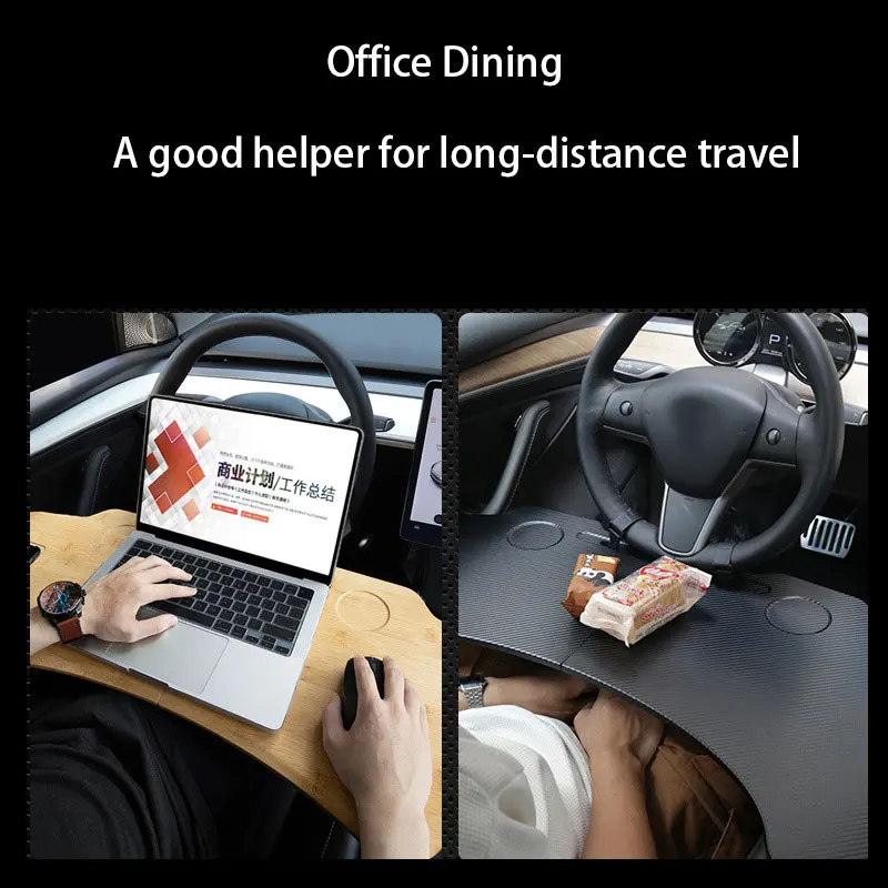 For Tesla Model 3 Model Y Carbon Table Desk For Tesla Model 3 Car Steering Wheel Laptop Tray Food Desk Portable Office Table