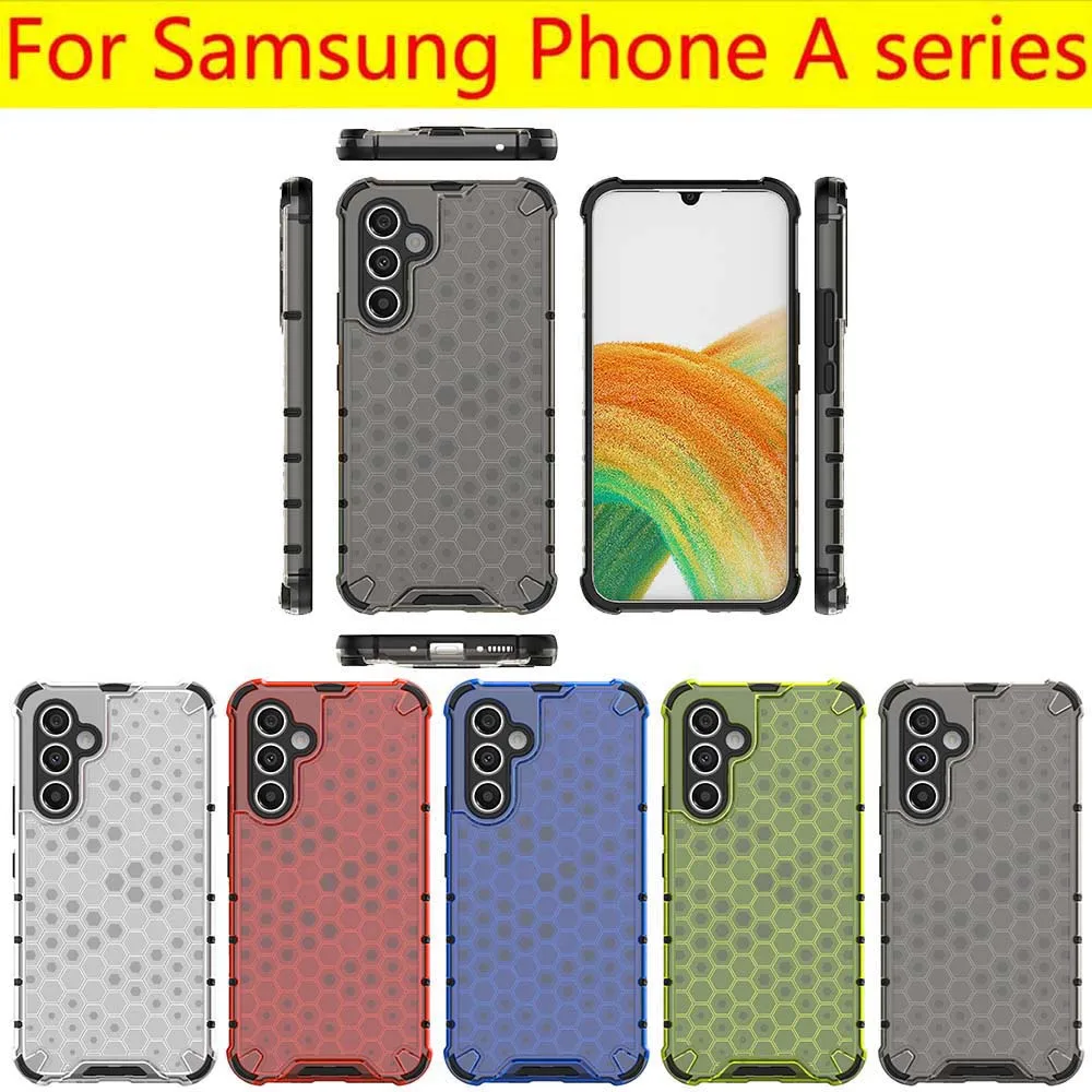 Honeycomb Style Case For Samsung A Series A55 A 55 35 25 15 54 34 14 73 53 33 23 13 05 04 5G Clear Color TPU PC Cover Skin