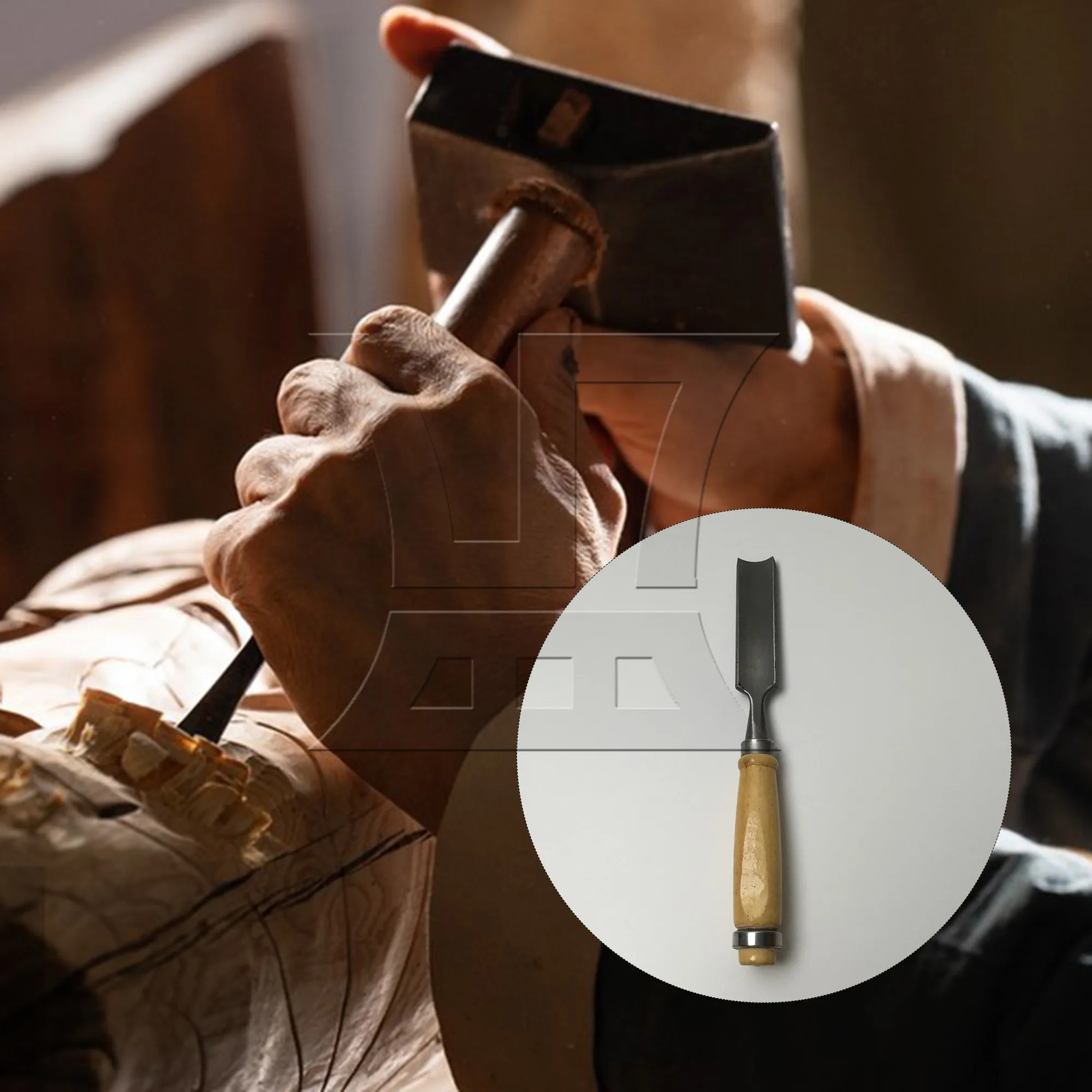 BQLZR 1set 4-In-1 Carpentry Semicircular Chisel With Protective Glove Set, Suitable for Wood Carving