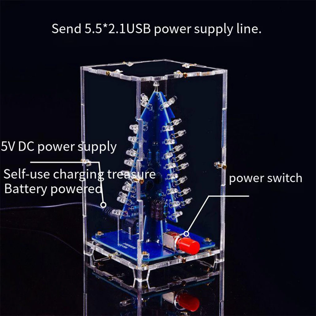 Xmas Tree DIY Kits RGB LED Flashing Tree DIY Electronic Kits Electronics Soldering Colorful 3D for Soldering Practice Learning