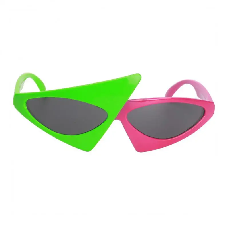 Novelty Funny Glasses Green Pink Contrast Hip-Hop Eyewear Asymmetric Triangular Sunglasses Festival Party Decorations Supplies