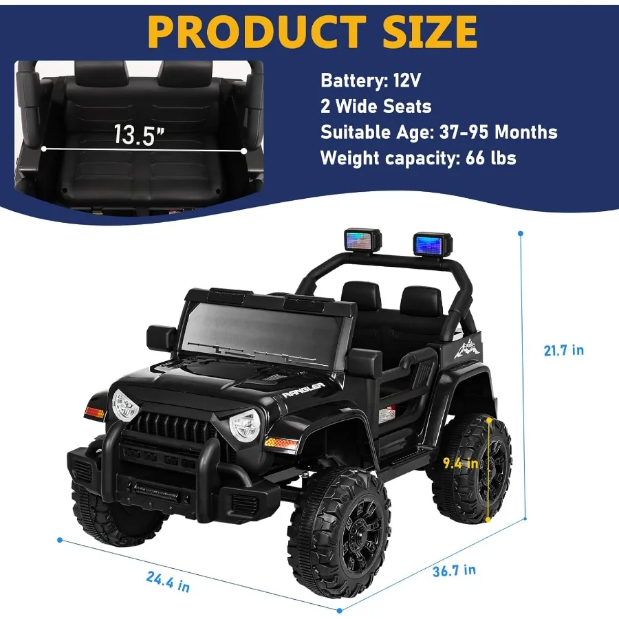 Ruedas eléctricas para paseo en coche de 12V con vehículos eléctricos con Control remoto para padres para niños y niñas todoterreno con batería
