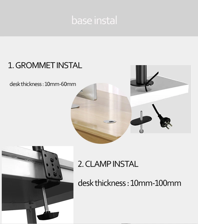 

Кронштейн для монитора D-MOUNT M051 10"-27" с полным диапазоном движения, поворотный, с креплением на стол через отверстие, с двойным длинным кронштейном, грузоподъемность 0-9.9 кг.