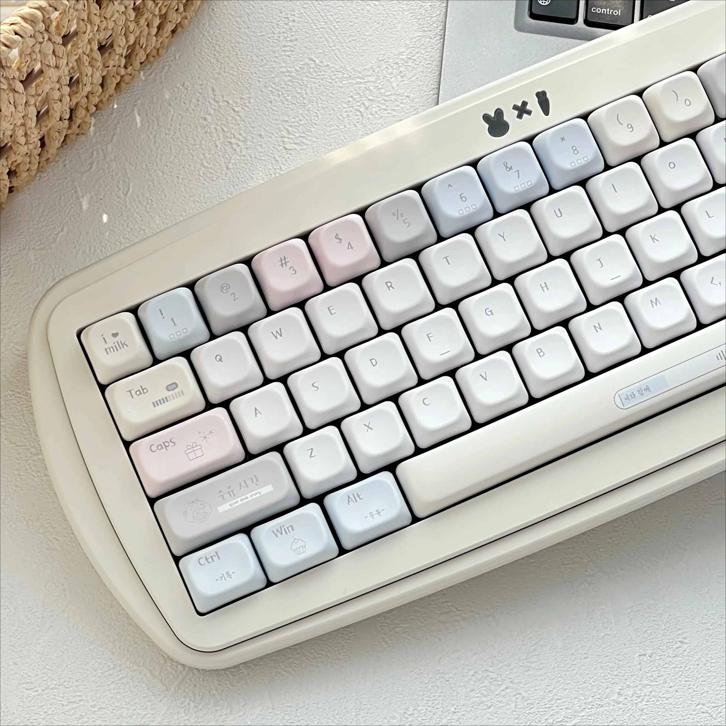 MAIMOOO Milk Paper Keycap Cherry/FOA Profile PBT Morandi Color Cute Bear Cake Hand-painted Keycaps for Mechanical Keyboard Gifts