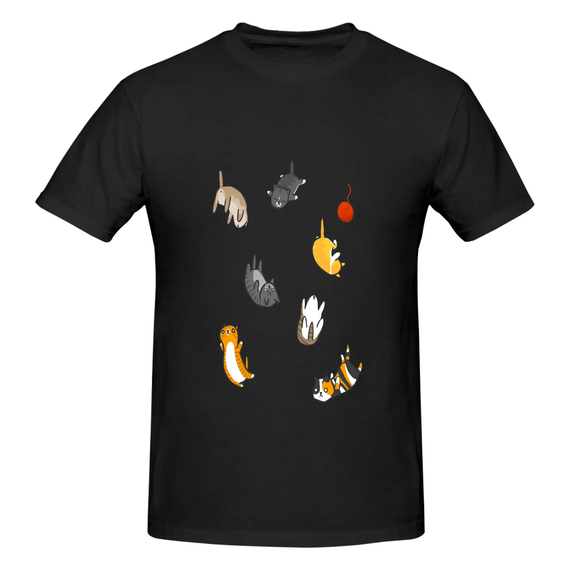 Funny Kitten Rain Fitted Men's Printed T-Shirt Unisex T shirtStreetwear