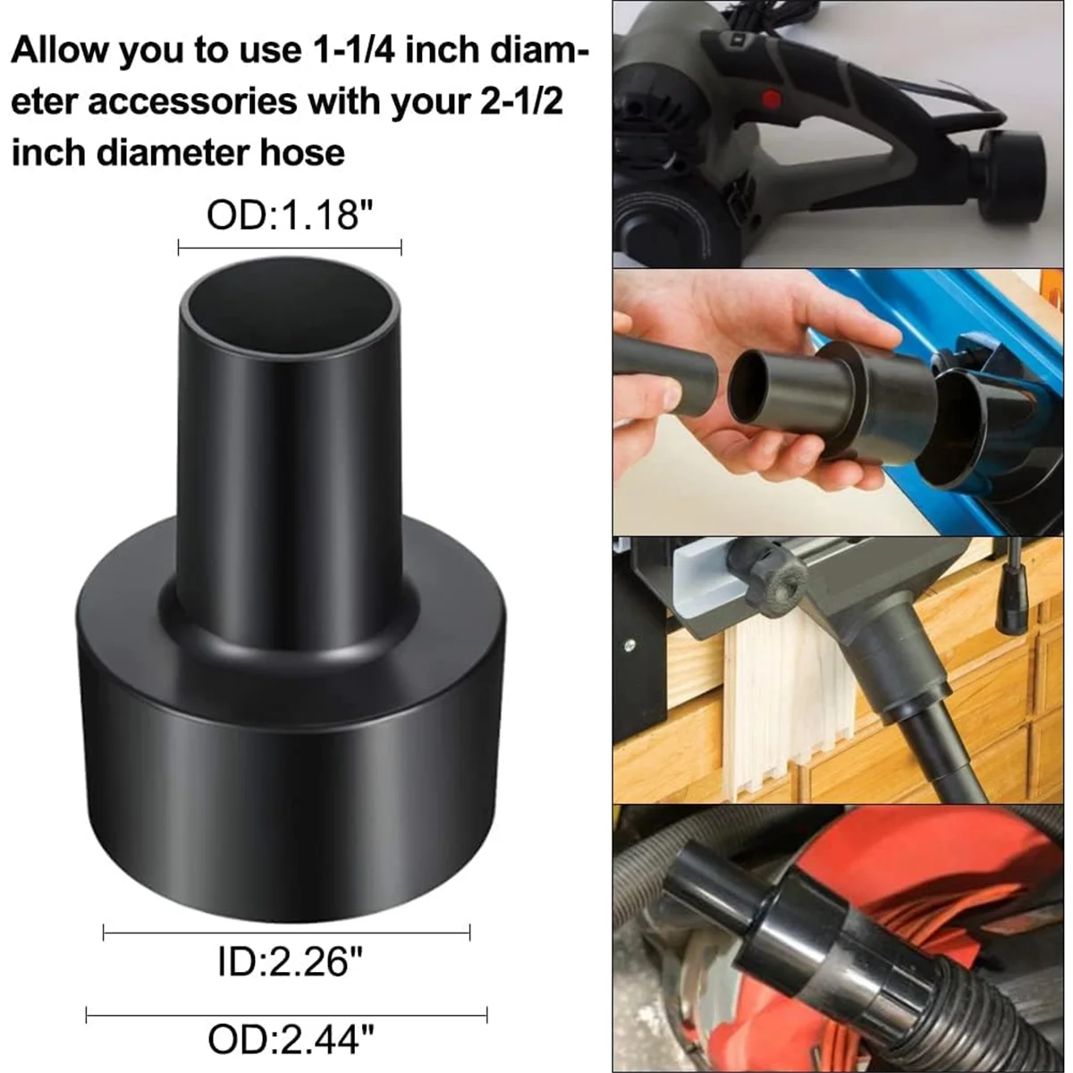 Household Vacuum Cleaner Attachments Accessories - 2 1/2 inch to 1 1/4 inch Vacuum Hose Adapter, Flexible Crevice Tool