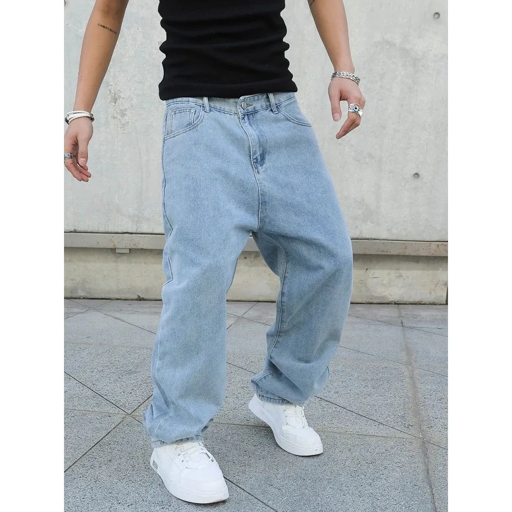 

Spring Autumn Men's Oversize Straight Loose Casual Jeans Baggy Trousers Loose Fit Classic Blue Denim Pants for Men