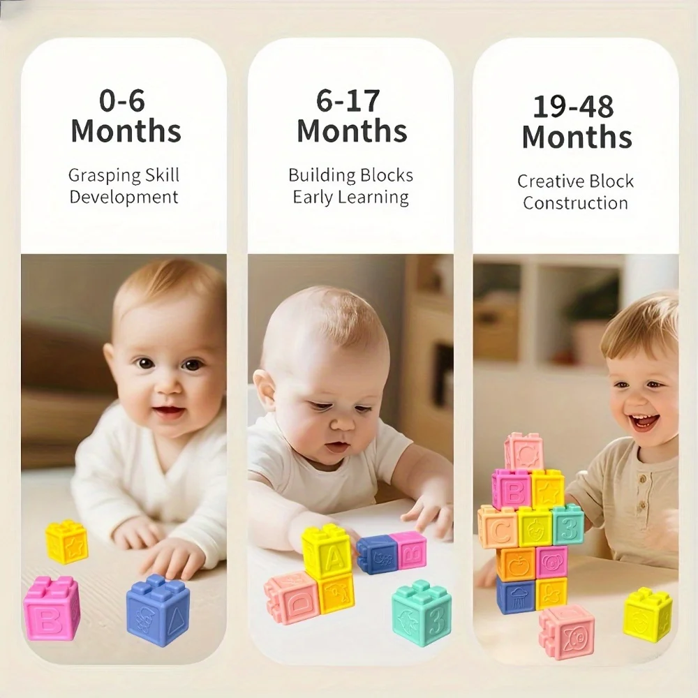 التراص والفرز ألعاب مكعبات البناء للرضع والأطفال الصغار، تطوير المهارات الحركية الدقيقة، هدية تعليمية #4