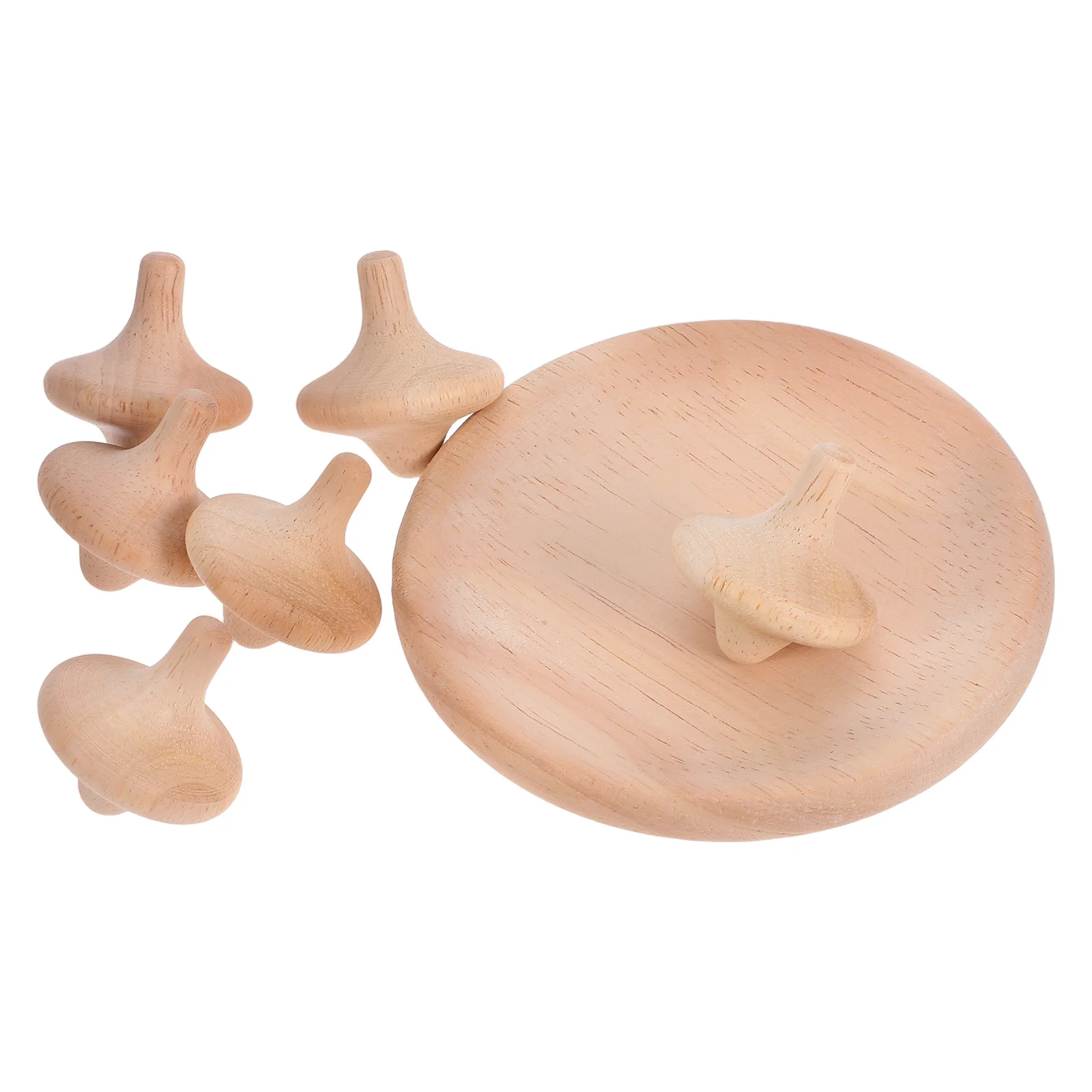 

6pcs Wooden Spinning Tops Handmade Diy Craft Unfinished Tops For Painting Logical Thinking Indoorwooden Craft