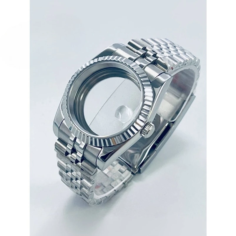 36mm 40mm Watch Case Kit Fluted Bezel Sapphire Crystal with Magnifier See-through Back Jubilee Band Fit NH34 PT5000 ETA2824
