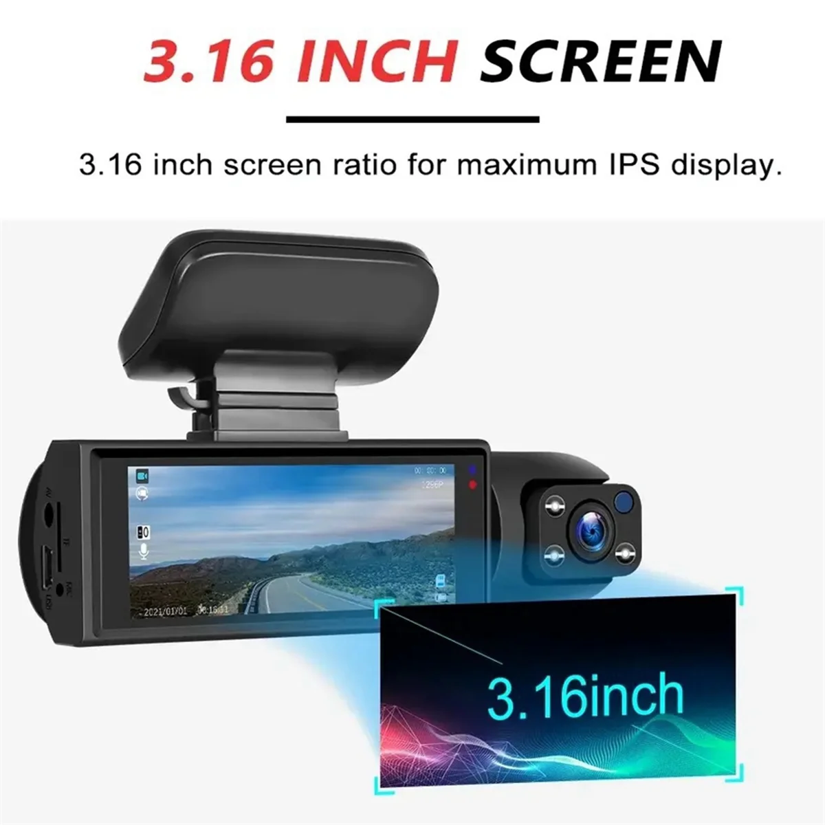 Car Recorder 3MP Car Front+Car+WiFi HD Dual Lens Dual Recording IR Night Vision 3 Meter Car DV Camera Recorder