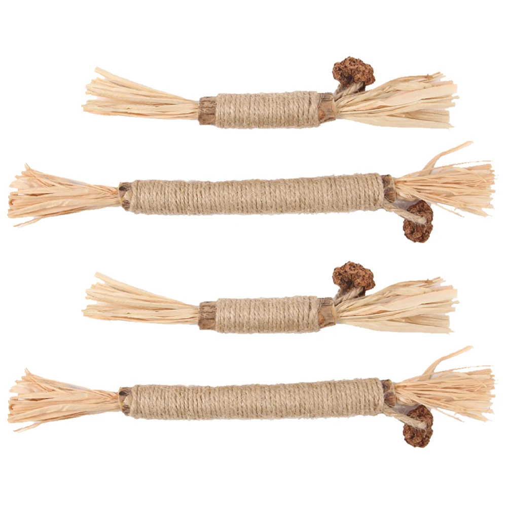 

Wooden Cat Teether Toys Durable Kitten Chewing Sticks Teeth Cleaning Molar Rods Pet Supplies chew wear resistant tug for home