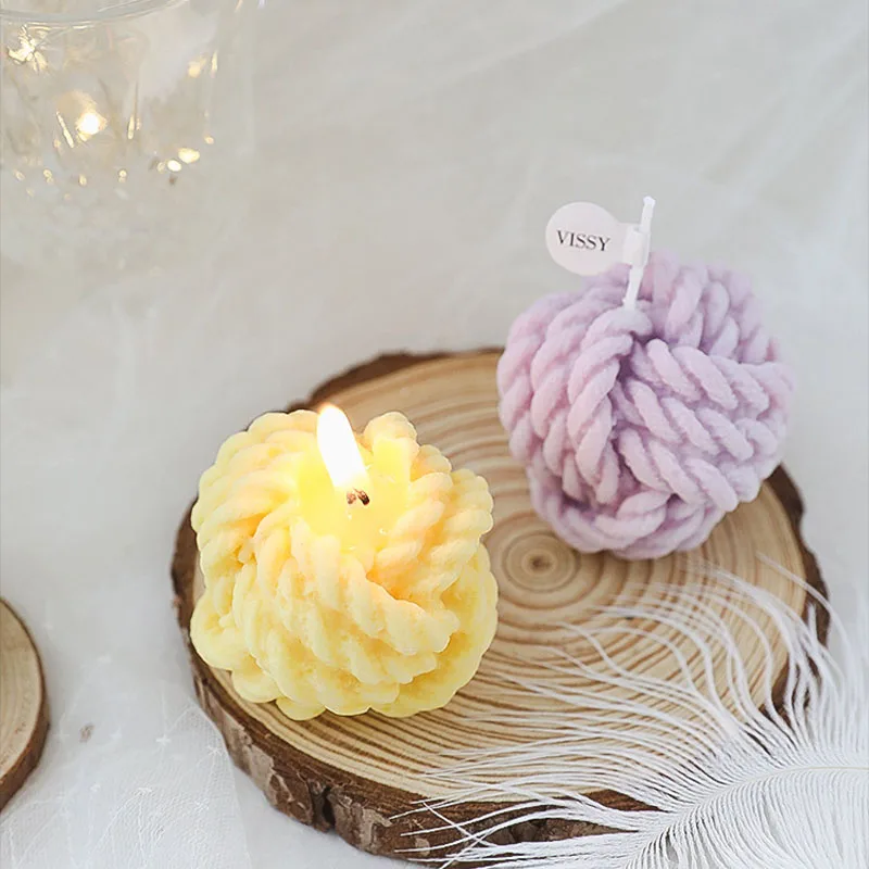 Creative Handmade Wool Ball Candle Aromatherapy Candle Gift Box INS Photo Props Essential Oil Scented Candle Home Decoration