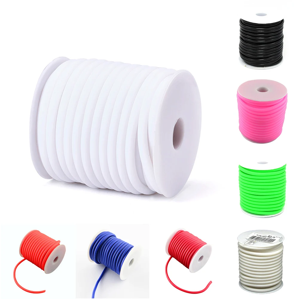 Approx 10m/Roll 5mm Hollow Silicone Rubber Cord Tread Wrapped Around White Plastic Spool with 3mm Hole for DIY Necklace Bracelet