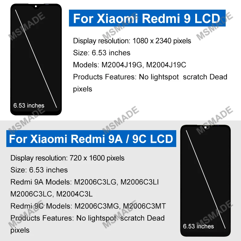 For Xiaomi Redmi 9 9A 9C LCD Display Touch Screen Digitizer For Redmi  M2004J19AG M2004J19C Assembly Replacement Parts