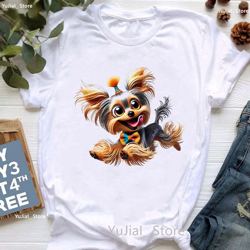 Yorkie / Yorkshire Terrier Animal Printed T Shirt Girls Funny Kawaii Dog Love Tshirt Women Summer Short Sleeve T-Shirt Female