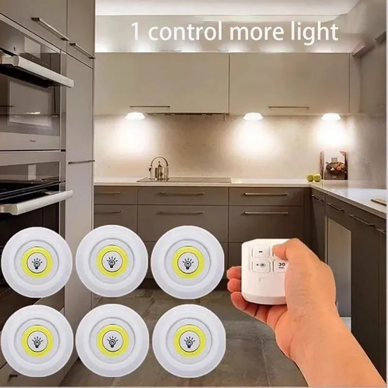 Luz LED nocturna inalámbrica superbrillante con Control remoto, regulable, debajo del gabinete, armario, cocina y dormitorio