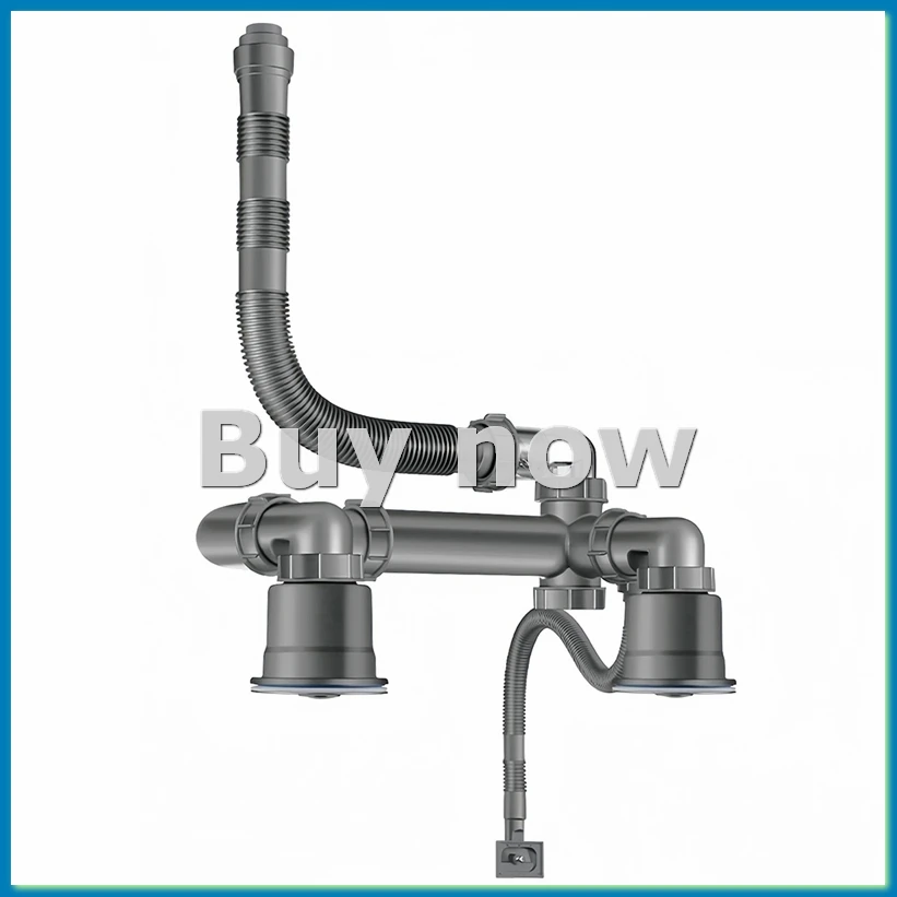 Double Sink Drain Kit Space Saving Kitchen Sink Drain Kit Expandable Flexible 1 1/2In P-Trap Pipe 3-1/2 Inch Sink Drain-A75P