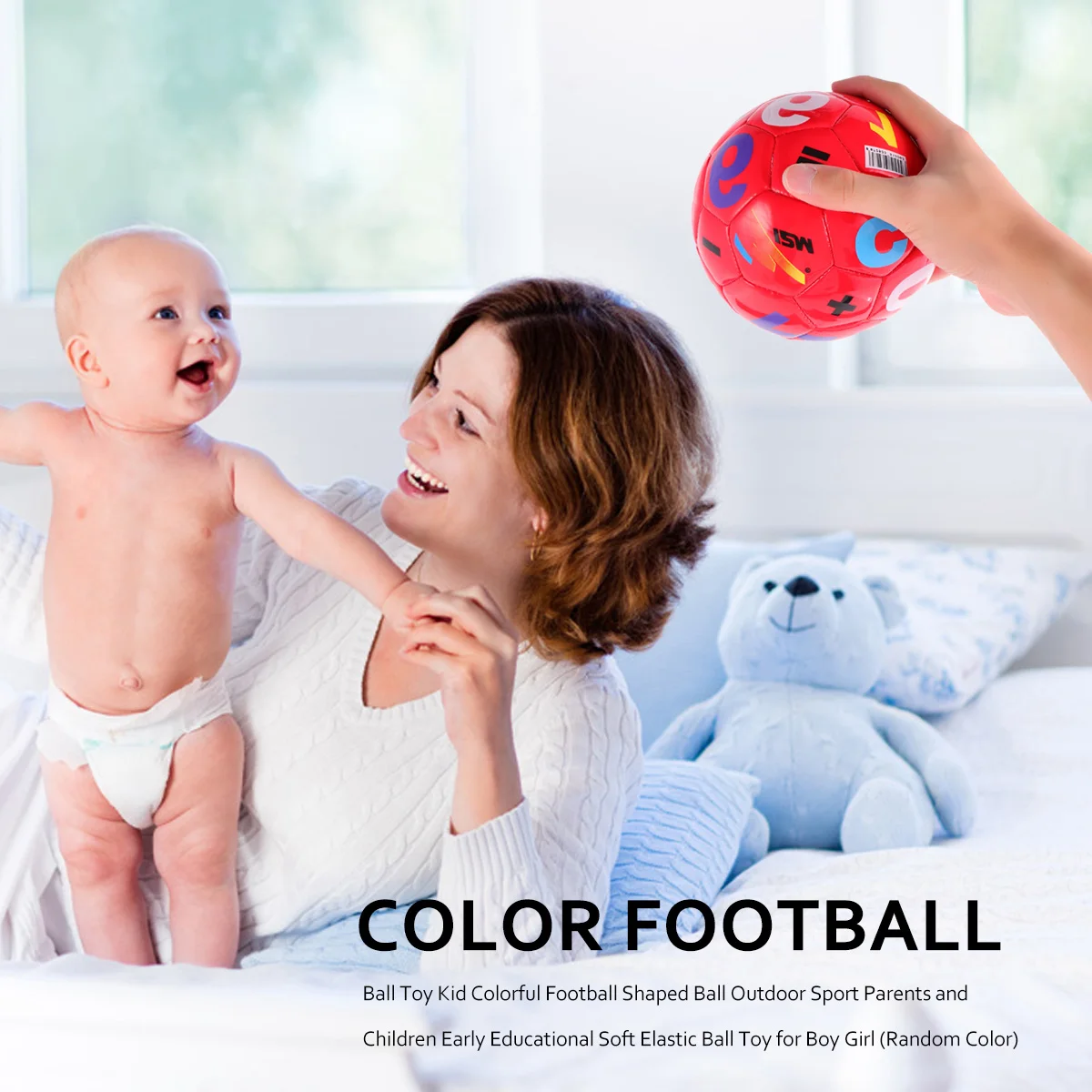 Bola de brinquedo criança colorida bola em forma de futebol ao ar livre pais e crianças cedo educacional bola elástica brinquedo para menino menina (aleatório