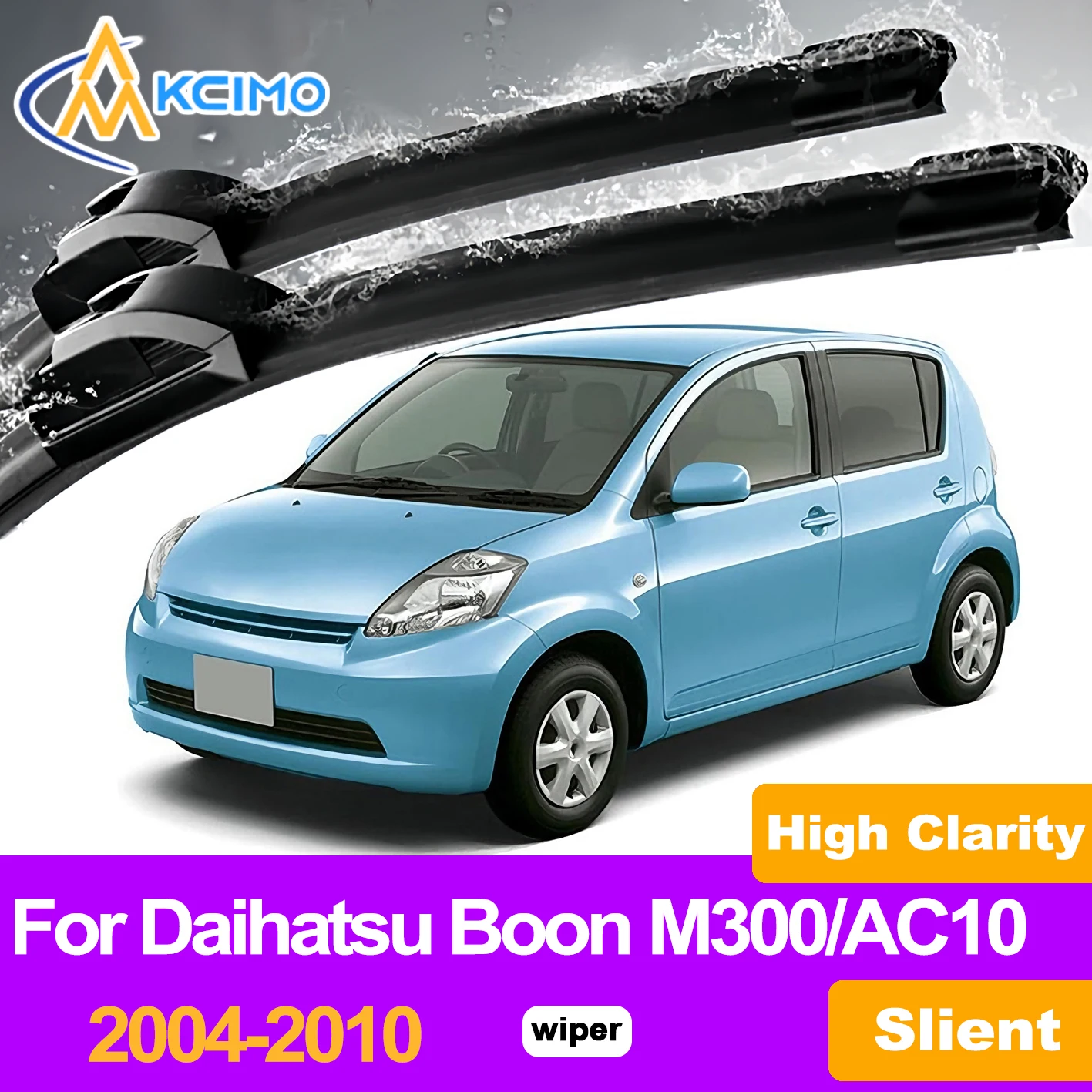 

KCIMO 2PCS Rubber Material Front Windshield Wiper Blades For Daihatsu Boon M300/AC10 2004-2010, Quiet Streak-Free & Easy Clip-On