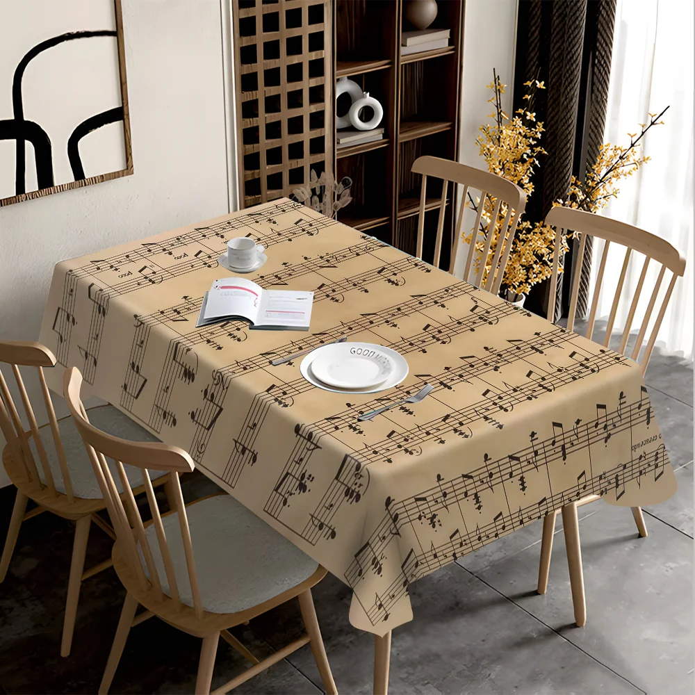 1pc, 2D flat music score pattern printed tablecloth for indoor and outdoor festive usexzj