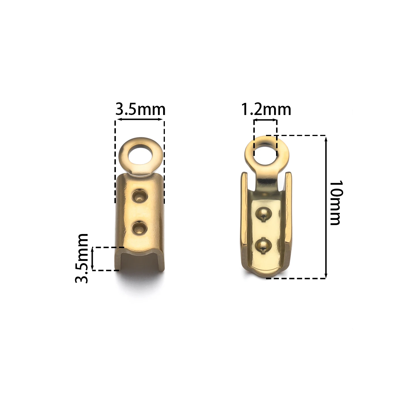 

10/20pcs 10mm Stainless Steel Crimp End Beads Caps Leather Cord Clip Tip Fold Crimp Bead Bracelet Connectors For Jewelry Making