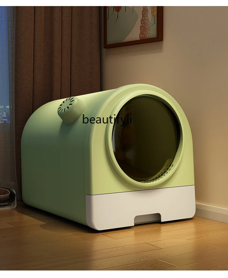 Fully Enclosed Litter Box Drawer Cat Toilet Deodorant Oversized Sand Bason Splash-Proof Cat Poop Basin Deodorant