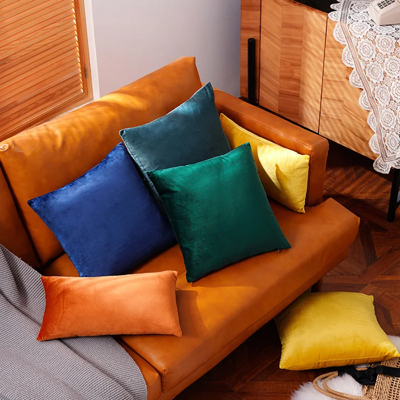 Orange 45x45cm Velvet Cushion Cover Nordic Home Decorative 30x50cm Throw Pillow Cover for Living Room Sofa Pillow Case 50x50cm